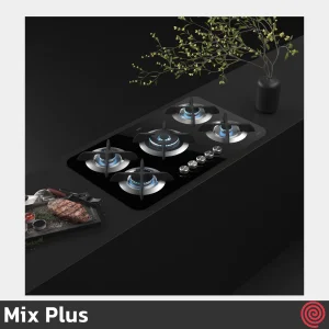 اجاق گاز صفحه ای 5 شعله میکس پلاس مدل Mix Plus APPLE M | بدنه شیشه ای