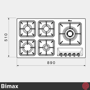 اجاق گاز صفحه ای 5 شعله بیمکث مدل Bimax 5079 | بدنه استیل