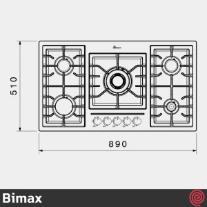 اجاق گاز صفحه ای 5 شعله بیمکث مدل Bimax 5088 | بدنه استیل