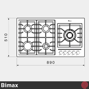 اجاق گاز صفحه ای 5 شعله بیمکث مدل Bimax 5089 | بدنه استیل