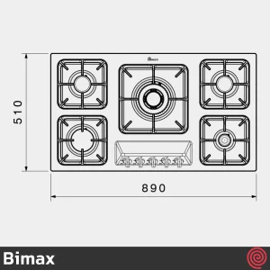 اجاق گاز صفحه ای 5 شعله بیمکث مدل Bimax 5098 | بدنه استیل