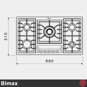 اجاق گاز صفحه ای 5 شعله بیمکث مدل Bimax 5099 | بدنه استیل