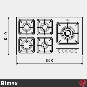 اجاق گاز صفحه ای 5 شعله بیمکث مدل Bimax 5094 | بدنه استیل