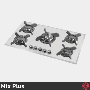 اجاق گاز صفحه ای 5 شعله میکس پلاس مدل Mix Plus G502W | بدنه شیشه ای