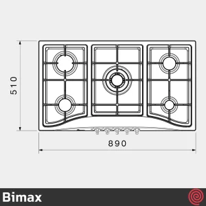 اجاق گاز صفحه ای 5 شعله بیمکث مدل Bimax 5010 | بدنه استیل