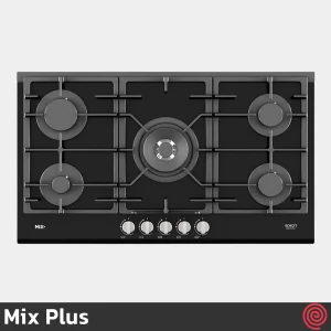اجاق گاز صفحه ای 5 شعله میکس پلاس مدل Mix Plus LUNA | بدنه شیشه ای