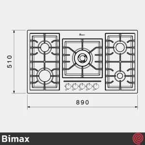 اجاق گاز صفحه ای 5 شعله بیمکث مدل Bimax 0012 | بدنه استیل