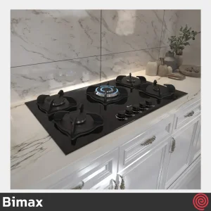 اجاق گاز صفحه ای 5 شعله بیمکث مدل Bimax 5087 | بدنه شیشه ای