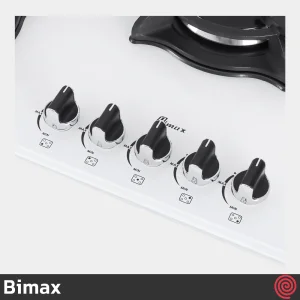 اجاق گاز صفحه ای 5 شعله بیمکث مدل Bimax 5087 | بدنه شیشه ای،  رنگ سفید