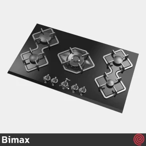 اجاق گاز صفحه ای 5 شعله بیمکث مدل Bimax 5090 | بدنه شیشه ای