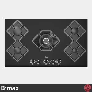 اجاق گاز صفحه ای 5 شعله بیمکث مدل Bimax 5090 | بدنه شیشه ای