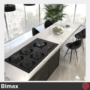 اجاق گاز صفحه ای 5 شعله بیمکث مدل Bimax 5097 | رنگ مشکی، بدنه شیشه ای