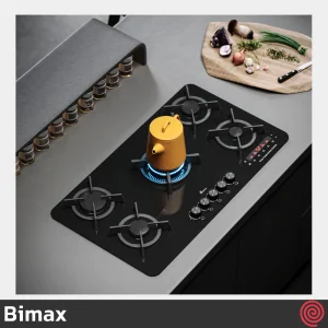 اجاق گاز صفحه ای 5 شعله بیمکث مدل Bimax 2106T | بدنه شیشه ای و تایمردار