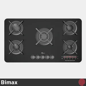 اجاق گاز صفحه ای 5 شعله بیمکث مدل Bimax 2106T | بدنه شیشه ای و تایمردار