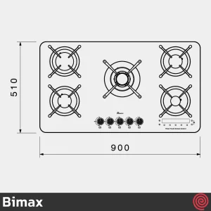 اجاق گاز صفحه ای 5 شعله بیمکث مدل Bimax 2106T | بدنه شیشه ای و تایمردار