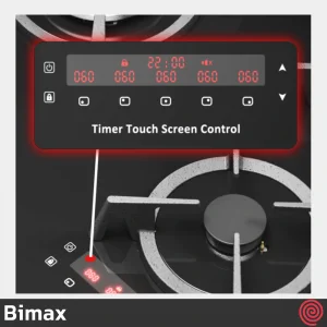 اجاق گاز صفحه ای 5 شعله بیمکث مدل Bimax 2106T | بدنه شیشه ای و تایمردار
