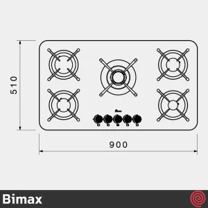 اجاق گاز صفحه ای 5 شعله بیمکث مدل Bimax 2106 | بدنه شیشه ای