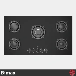 اجاق گاز صفحه ای 5 شعله بیمکث مدل Bimax 2104 | بدنه شیشه ای