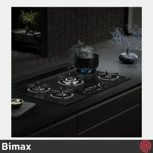 اجاق گاز صفحه ای 5 شعله بیمکث مدل Bimax 2104 | بدنه شیشه ای