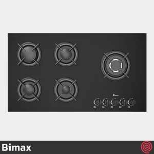 اجاق گاز صفحه ای 5 شعله بیمکث مدل Bimax 2103 | بدنه شیشه ای