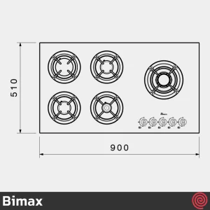 اجاق گاز صفحه ای 5 شعله بیمکث مدل Bimax 2103 | بدنه شیشه ای