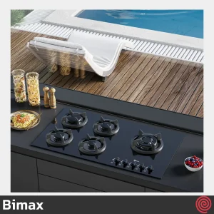 اجاق گاز صفحه ای 5 شعله بیمکث مدل Bimax 2103 | بدنه شیشه ای