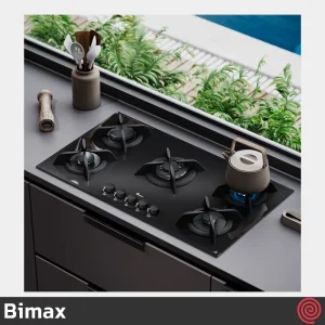 اجاق گاز صفحه ای 5 شعله بیمکث مدل Bimax 2102 | بدنه شیشه ای