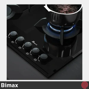 اجاق گاز صفحه ای 5 شعله بیمکث مدل Bimax 2101 | بدنه شیشه ای