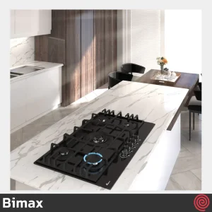 اجاق گاز صفحه ای 5 شعله بیمکث مدل Bimax 0061 | بدنه شیشه ای