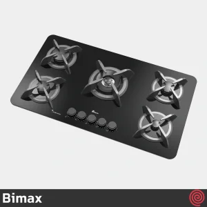 اجاق گاز صفحه ای 5 شعله بیمکث مدل Bimax 2206 | بدنه شیشه ای