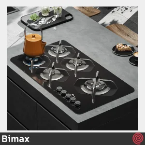 اجاق گاز صفحه ای 5 شعله بیمکث مدل Bimax 2205 | بدنه شیشه ای