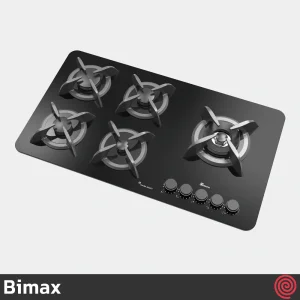 اجاق گاز صفحه ای 5 شعله بیمکث مدل Bimax 2205 | بدنه شیشه ای