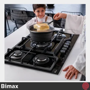 اجاق گاز صفحه ای 5 شعله بیمکث مدل Bimax 2204 | بدنه شیشه ای