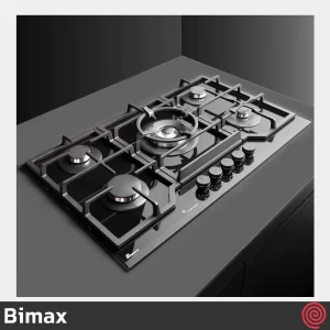 اجاق گاز صفحه ای 5 شعله بیمکث مدل Bimax 2204 | بدنه شیشه ای