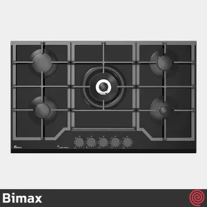 اجاق گاز صفحه ای 5 شعله بیمکث مدل Bimax 2204 | بدنه شیشه ای