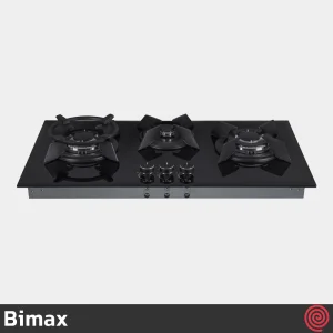 اجاق گاز صفحه ای 3 شعله بیمکث مدل Bimax 5083 | رنگ مشکی، بدنه شیشه ای