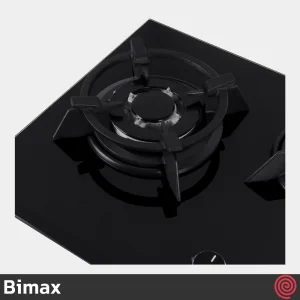اجاق گاز صفحه ای 3 شعله بیمکث مدل Bimax 5083 | رنگ مشکی، بدنه شیشه ای با دو پلوپز