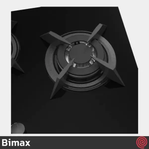 اجاق گاز صفحه ای 3 شعله بیمکث مدل Bimax 5083 | رنگ مشکی، بدنه شیشه ای با دو پلوپز