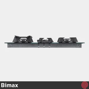 اجاق گاز صفحه ای 3 شعله بیمکث مدل Bimax 5083 | رنگ سفید، بدنه شیشه ای با دو پلوپز