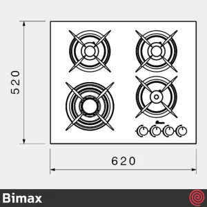 اجاق گاز صفحه ای 4 شعله بیمکث مدل Bimax 5012 | بدنه شیشه ای