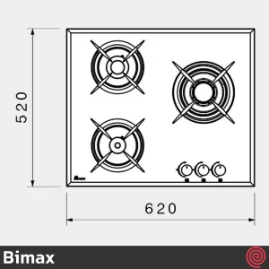 اجاق گاز صفحه ای 3 شعله بیمکث مدل Bimax 5015 | بدنه شیشه ای