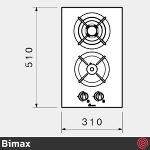 اجاق گاز صفحه ای 2 شعله بیمکث مدل Bimax 5017 | بدنه شیشه ای