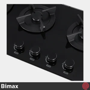 اجاق گاز صفحه ای 4 شعله بیمکث مدل Bimax 5020 | رنگ مشکی، بدنه شیشه ای