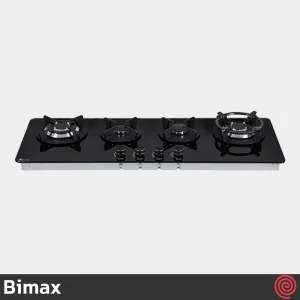 اجاق گاز صفحه ای 4 شعله بیمکث مدل Bimax 5020 | رنگ مشکی، بدنه شیشه ای