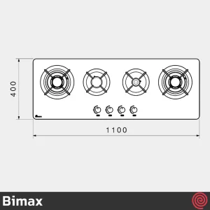 اجاق گاز صفحه ای 4 شعله بیمکث مدل Bimax 5020 | رنگ سفید، بدنه شیشه ای