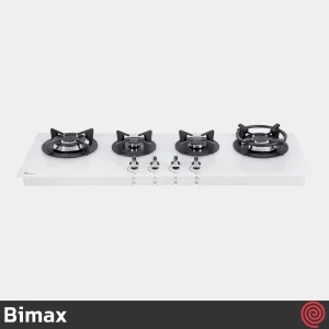 اجاق گاز صفحه ای 4 شعله بیمکث مدل Bimax 5020 | رنگ سفید، بدنه شیشه ای