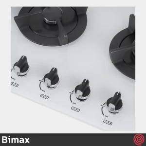 اجاق گاز صفحه ای 4 شعله بیمکث مدل Bimax 5020 | رنگ سفید، بدنه شیشه ای