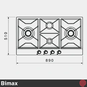 اجاق گاز صفحه ای 4 شعله بیمکث مدل Bimax 2501 | بدنه استیل با دو پلوپز