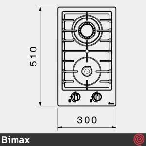 اجاق گاز صفحه ای 2 شعله بیمکث مدل Bimax 2522 | بدنه استیل
