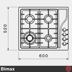 اجاق گاز صفحه ای 4 شعله بیمکث مدل Bimax 0070 | بدنه استیل